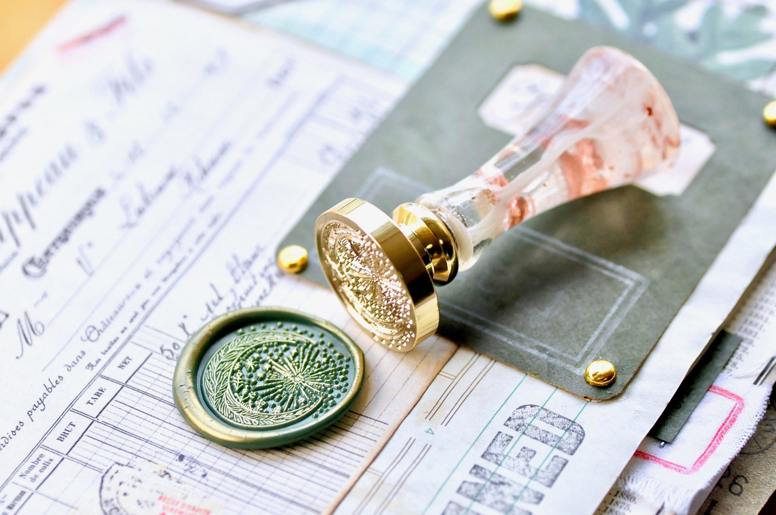 Celestial Fern Moon & Starlight Wax Seal Stamp - Backtozero B20 - botanic, Botanical, celestial, fern, Nature, newarrivals, Signature, signaturehandle, star, Starlight, Stars