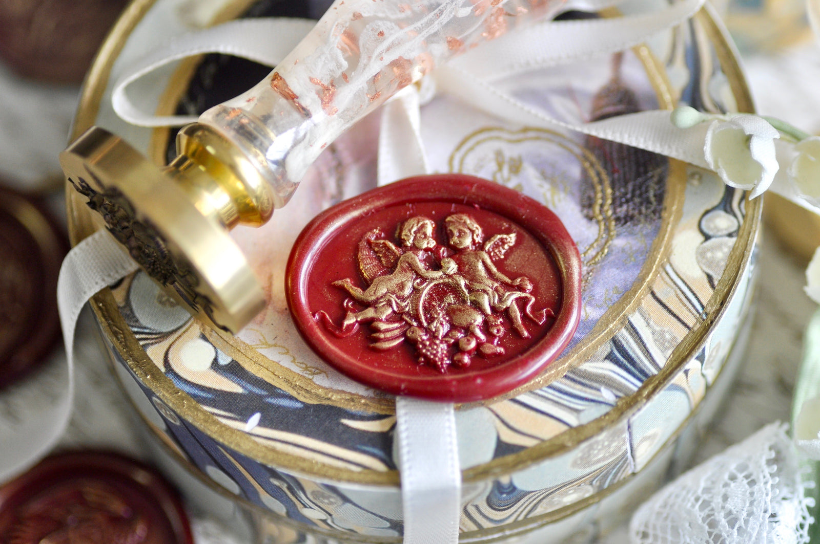 Cherubs with Fruits 3D Emboss Wax Seal Stamp