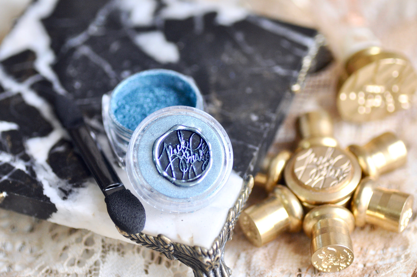 Chrome Metallic Highlight Powder for Wax Seal | Sterling Blue