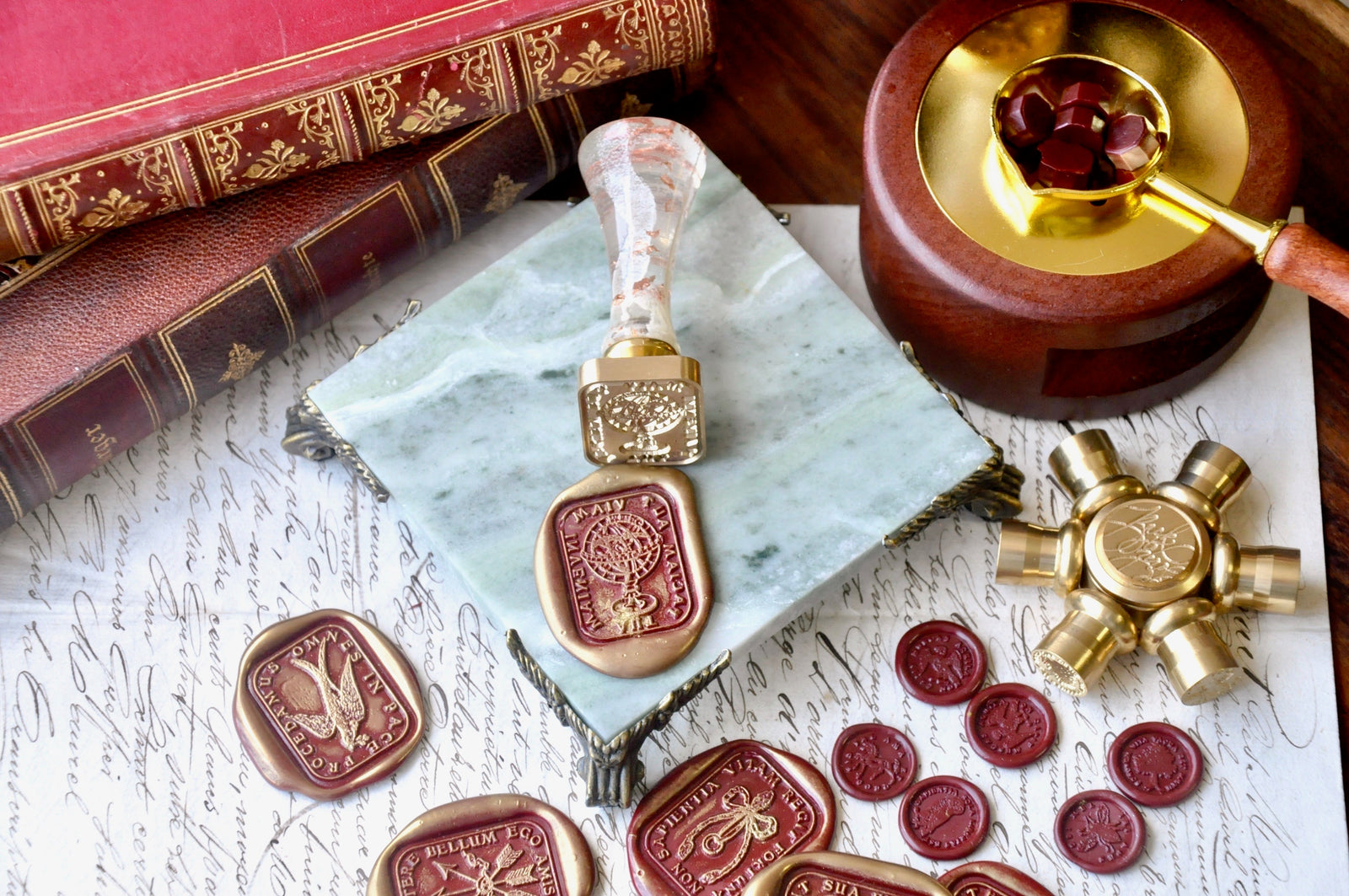 OOAK Vintage Inspired Marble Wax Sealing Base |  Raggio Verde