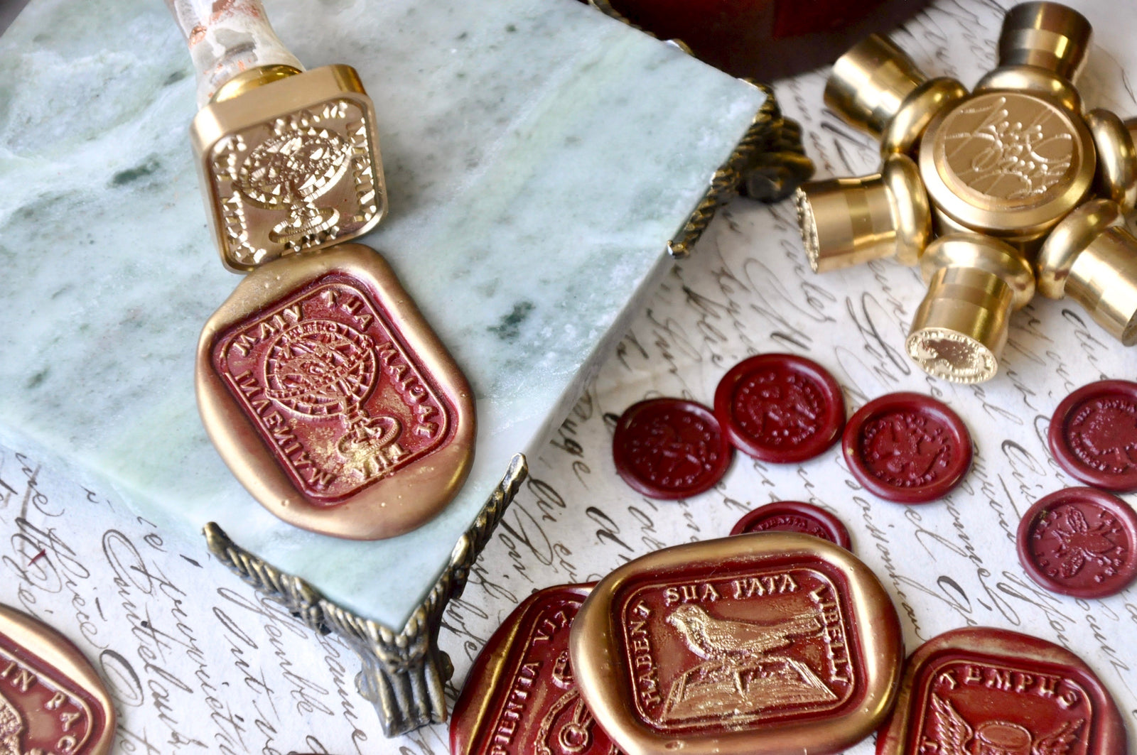 OOAK Vintage Inspired Marble Wax Sealing Base |  Raggio Verde