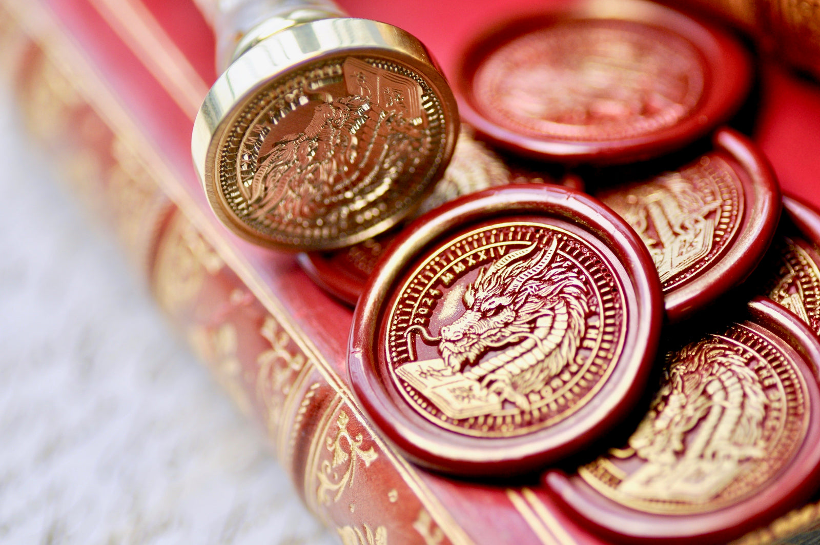 Year Of Dragon Wax Seal Stamp | Available in 5 Sizes - Backtozero B20 - Animal, Animal Lover, Chinese Zodiac, cny, Deep Red, Dragon, gold powder, handleupgrade, new year, newarrivals, Signature, signaturehandle