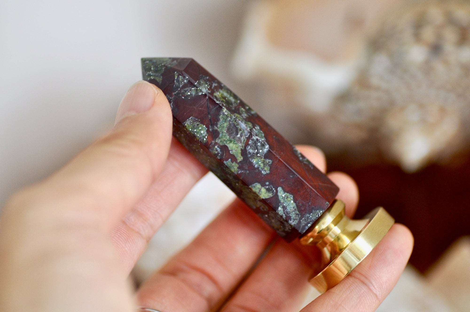 OOAK Dragon Blood Jasper Point Tower Wax Seal Handle