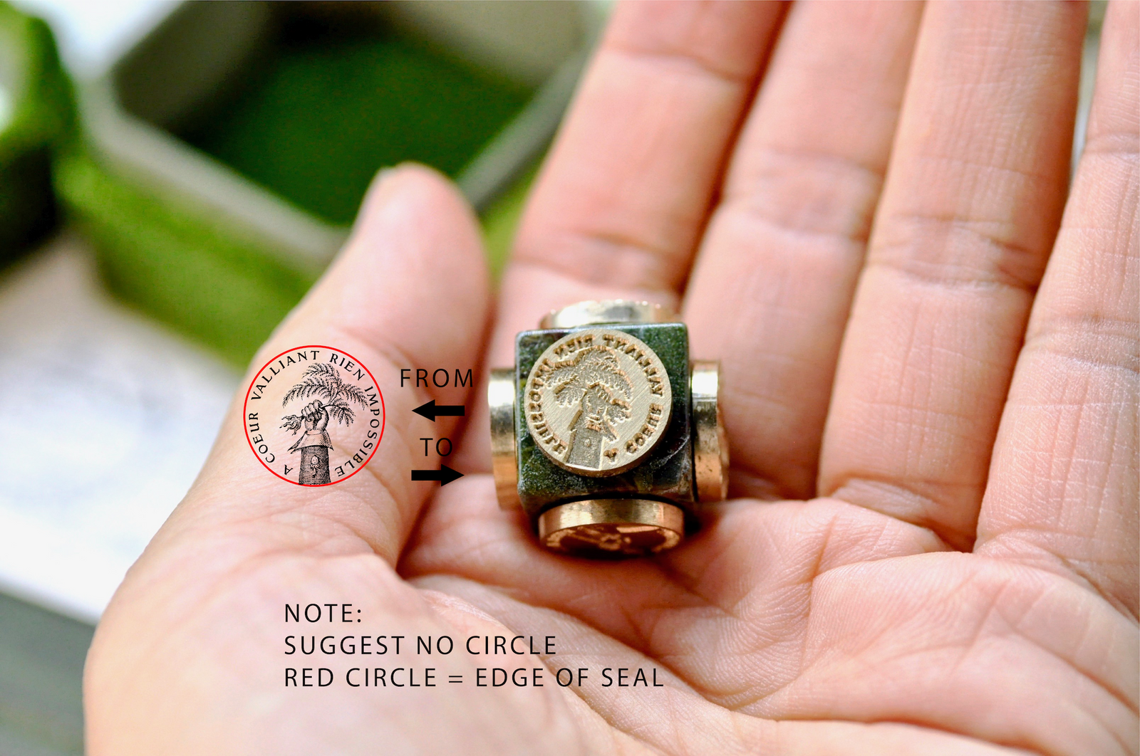 OOAK Design Your Own Cube Wax Seal | Dragon Bloodstone - Backtozero B20 - antique, antique inspired, bespoke, cube, Custom, customcube, Design Your Own, natural stone, newarrivals, Retro, stone