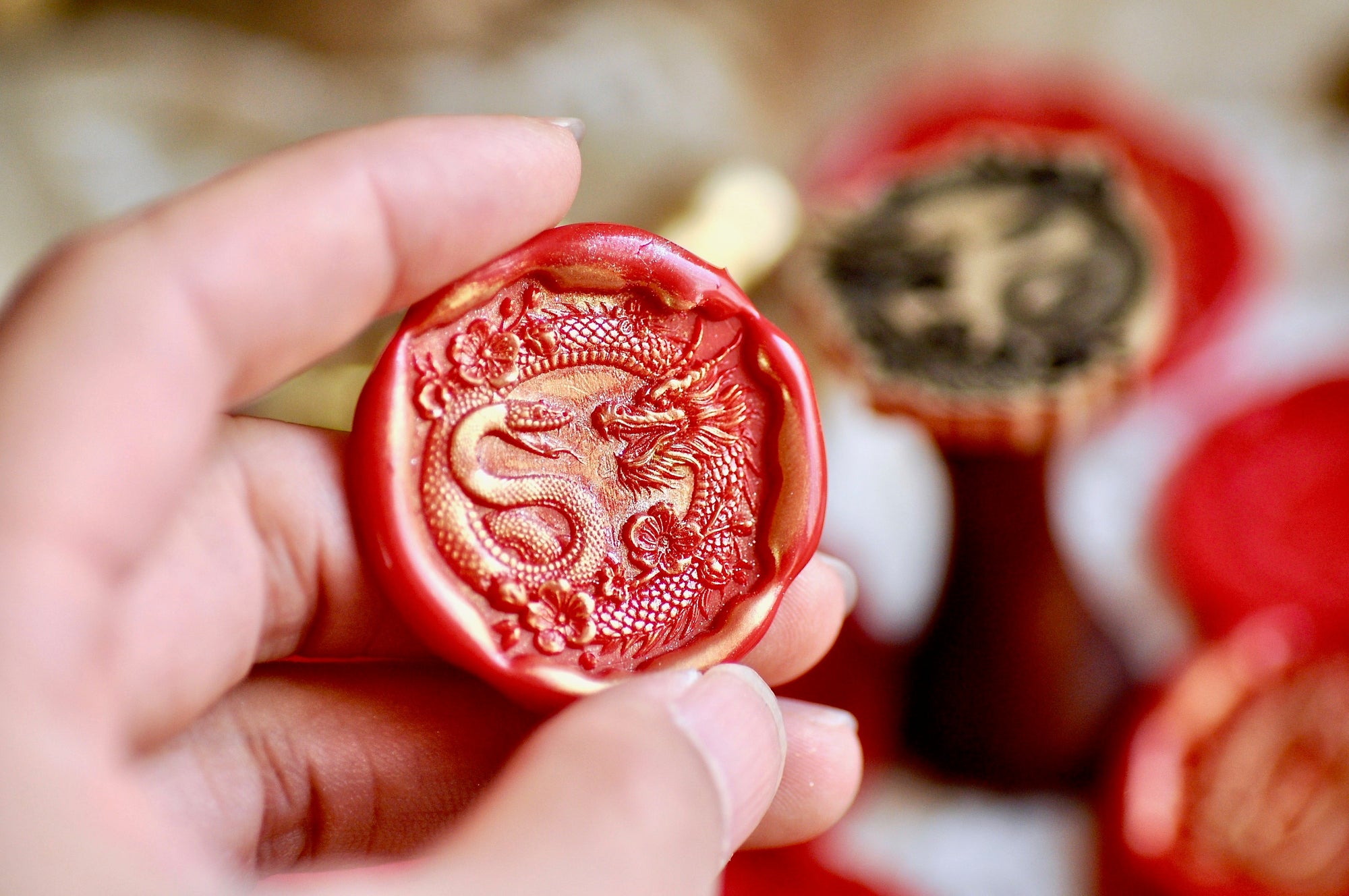 Year of the Snake & Dragon 3D Emboss Wax Seal Stamp