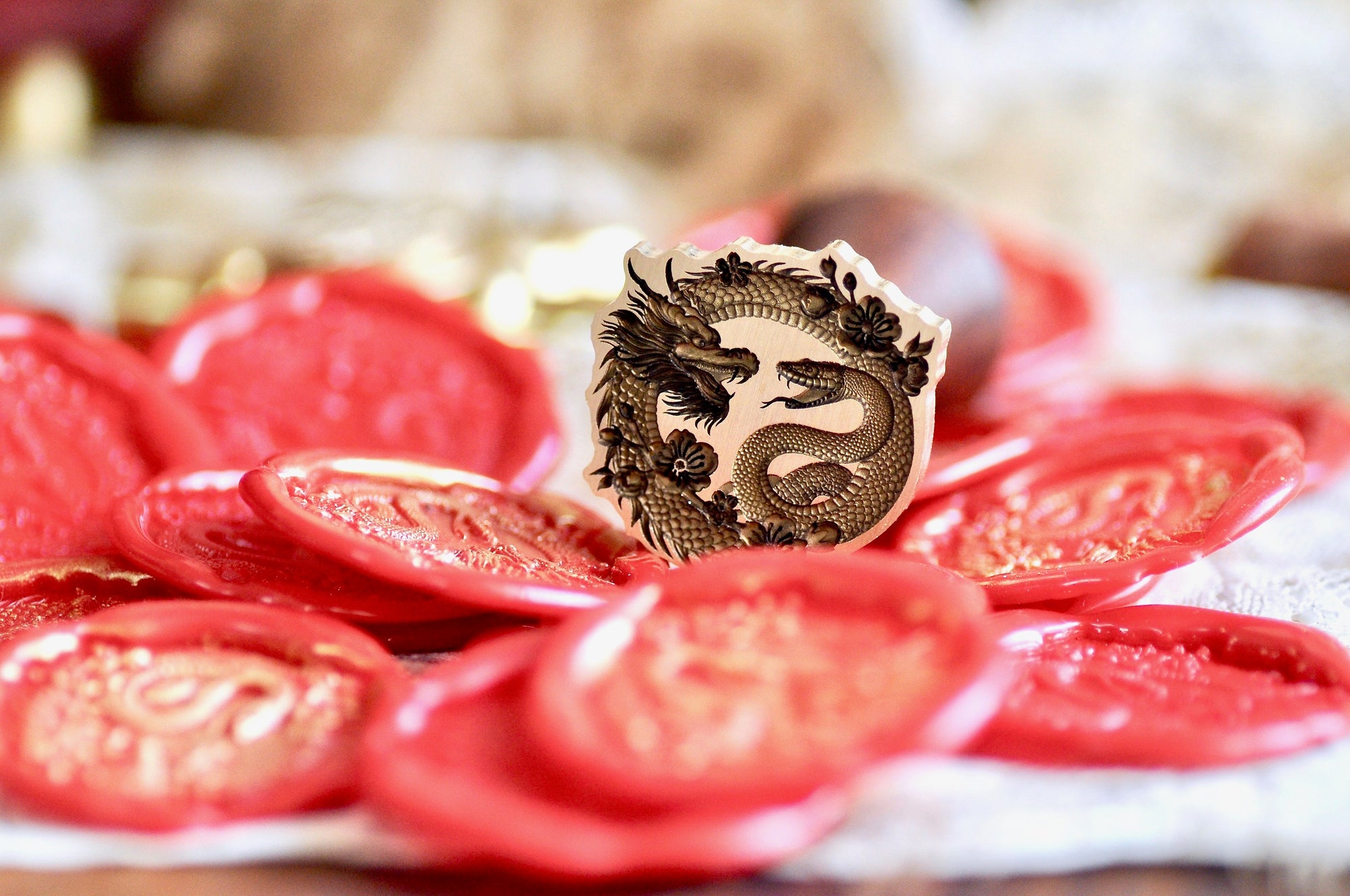 Year of the Snake & Dragon 3D Emboss Wax Seal Stamp