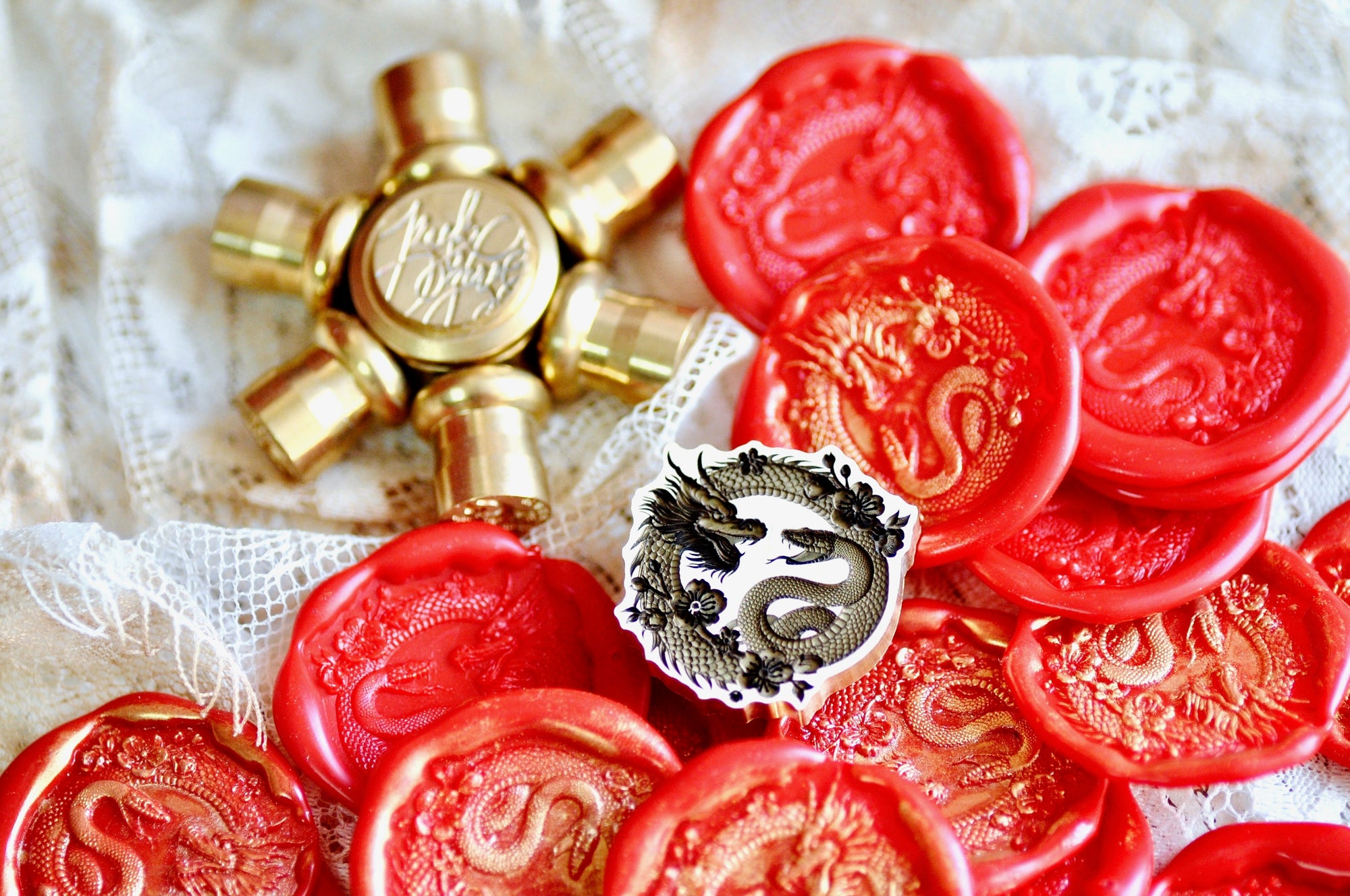 Year of the Snake & Dragon 3D Emboss Wax Seal Stamp