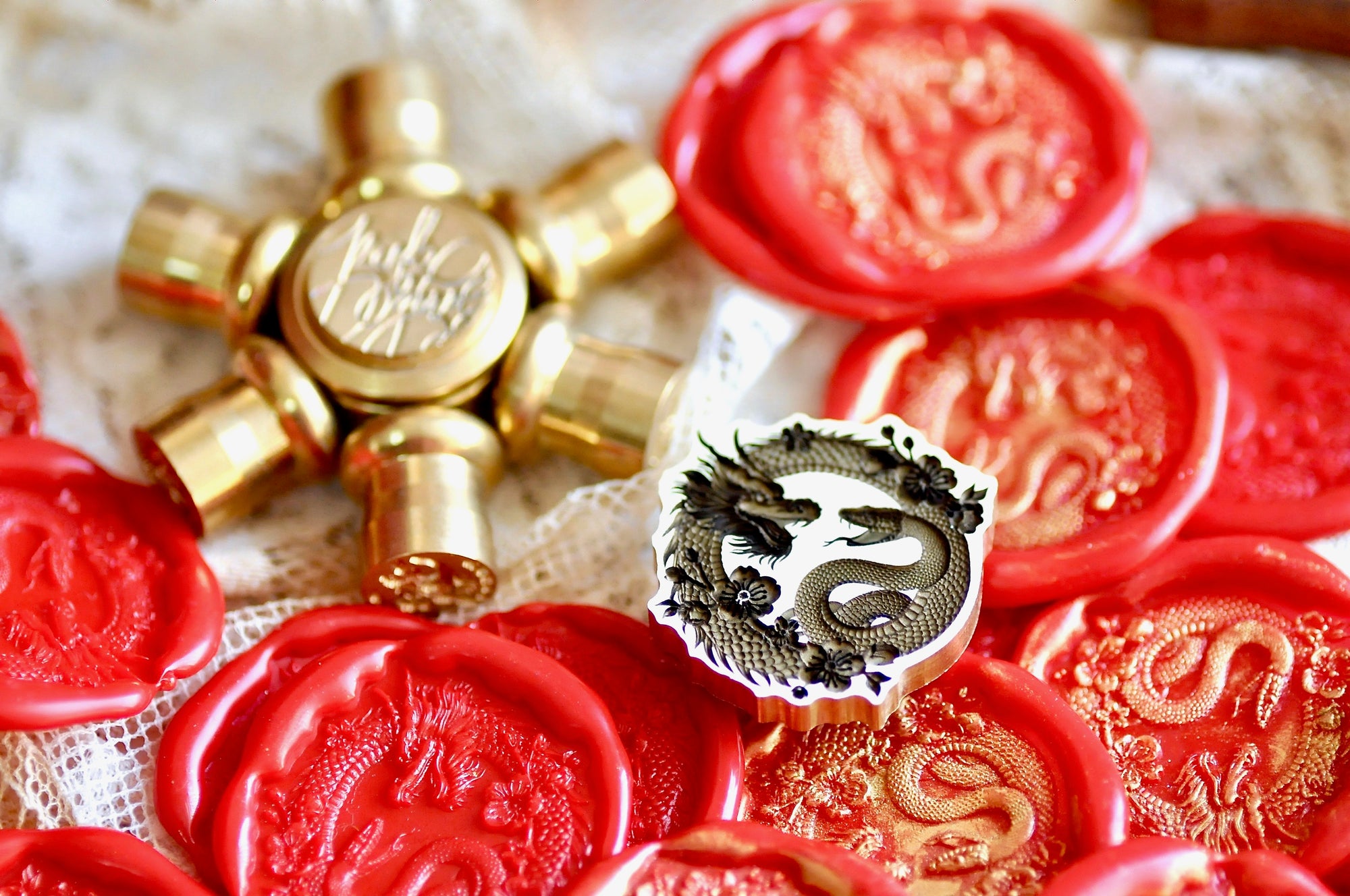 Year of the Snake & Dragon 3D Emboss Wax Seal Stamp