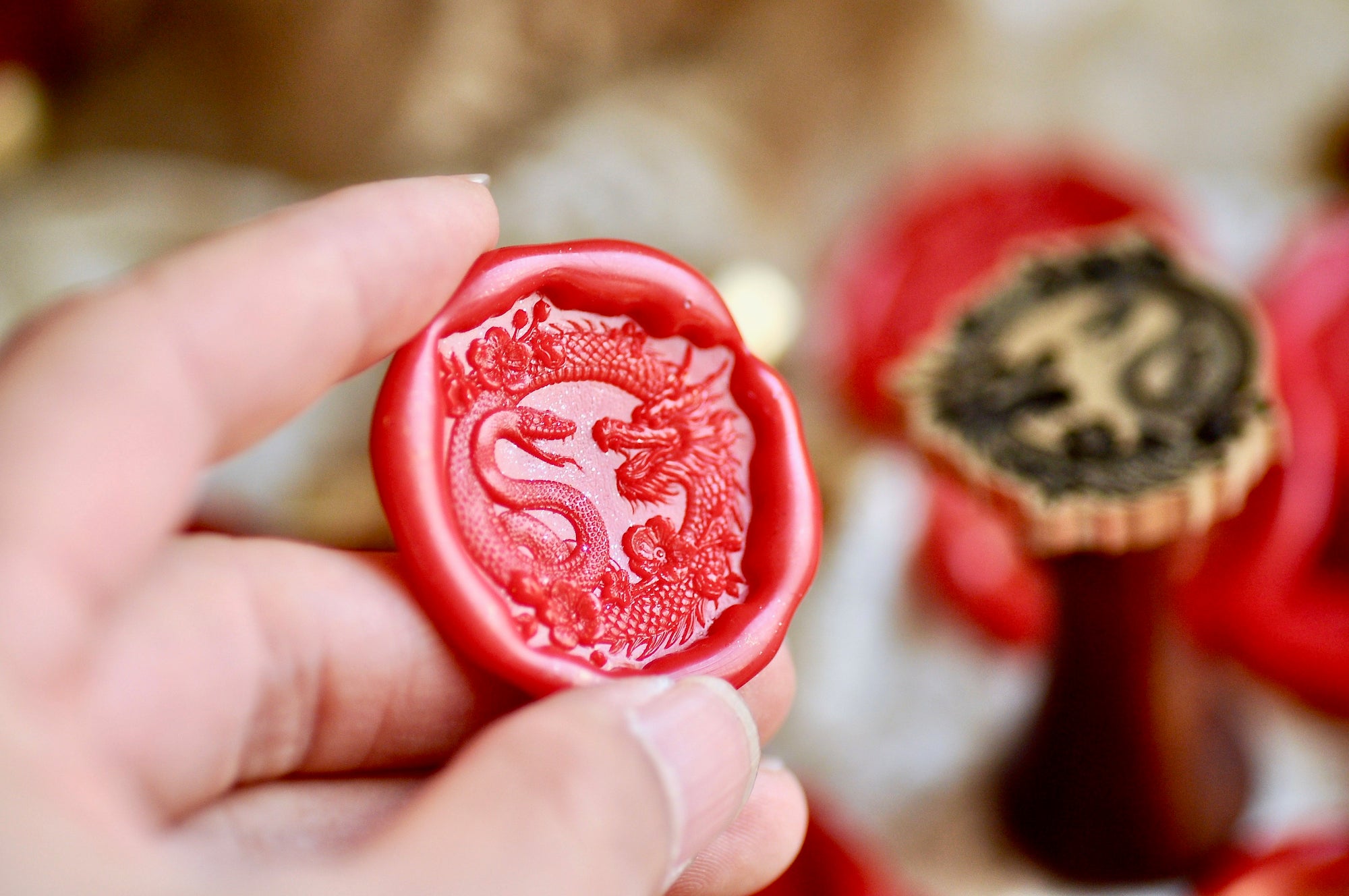 Year of the Snake & Dragon 3D Emboss Wax Seal Stamp