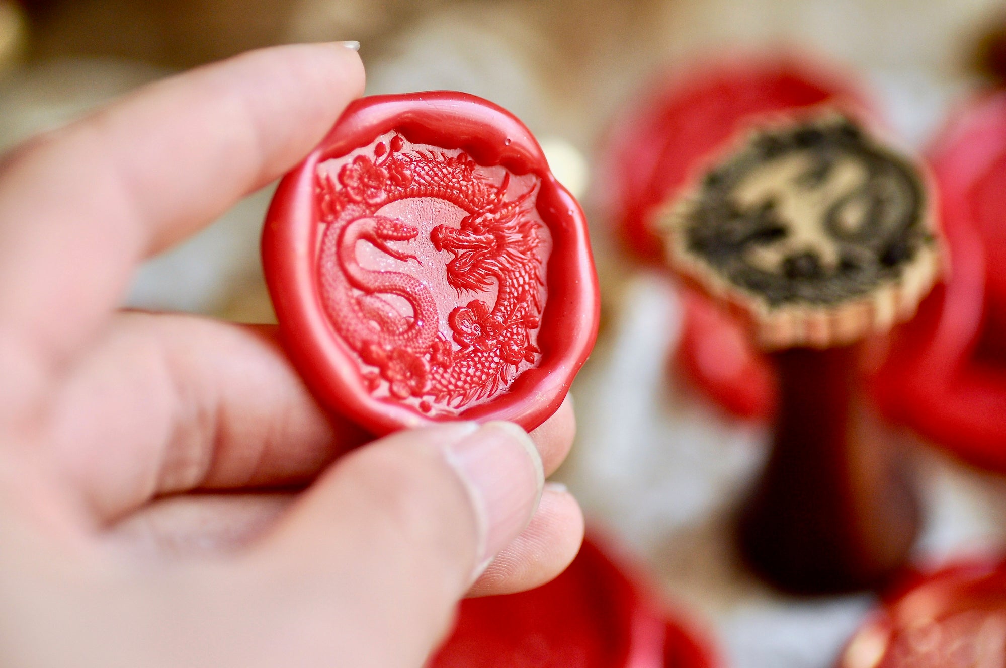 Year of the Snake & Dragon 3D Emboss Wax Seal Stamp