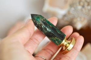 OOAK Emerald Obelisk Point Tower Wax Seal Handle