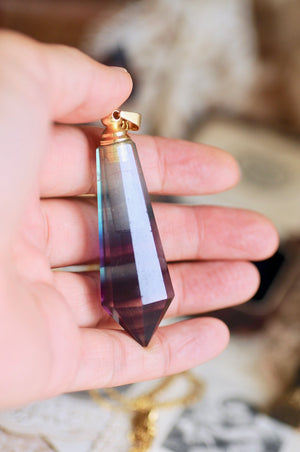 OOAK Fluorite Dual-Purpose Wax Seal Handle Pendant Necklace