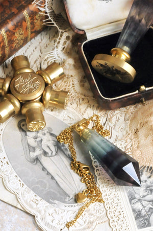 OOAK Fluorite Dual-Purpose Wax Seal Handle Pendant Necklace