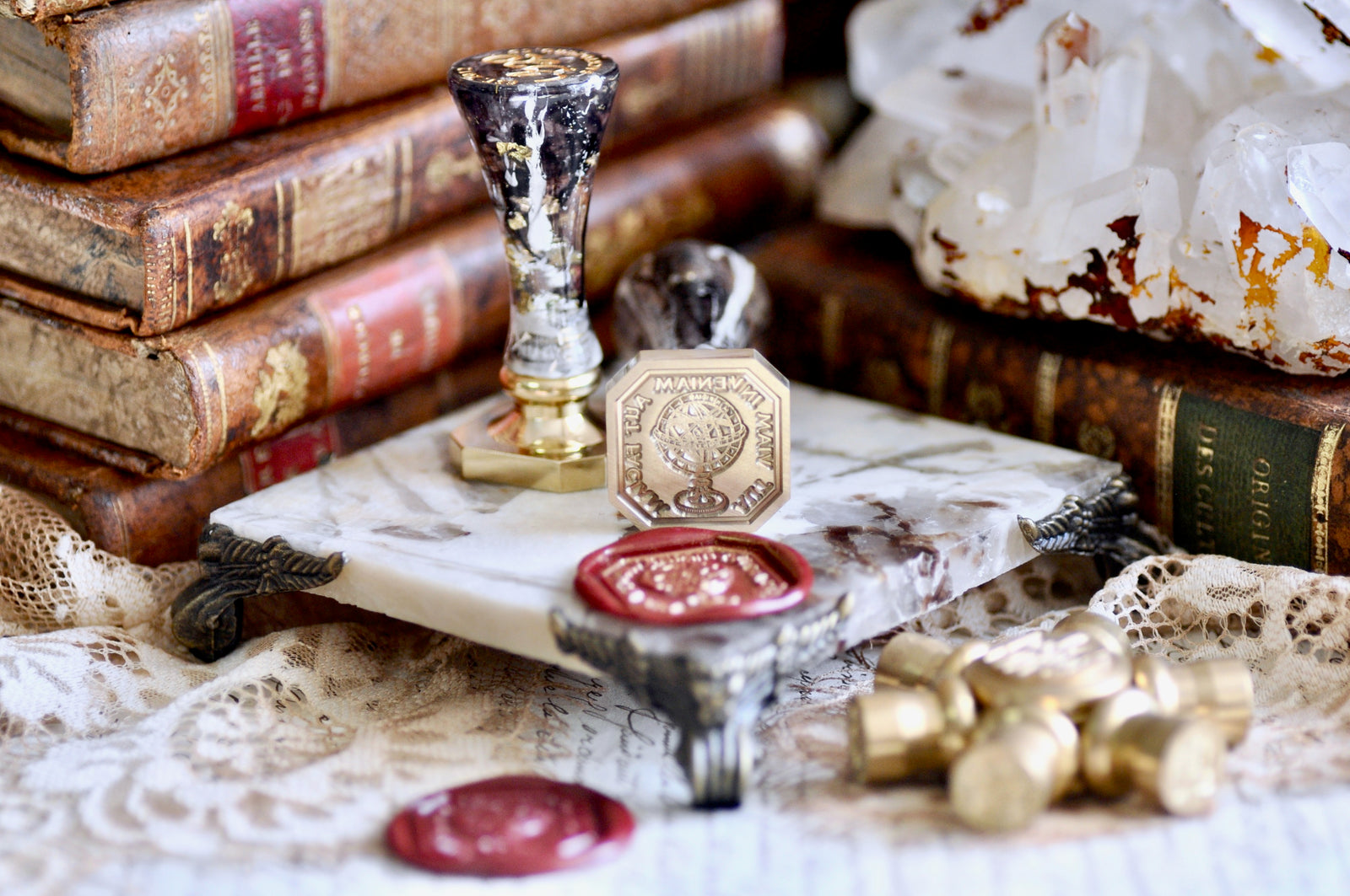 Globe Latin Motto Wax Seal Stamp | Determination | O