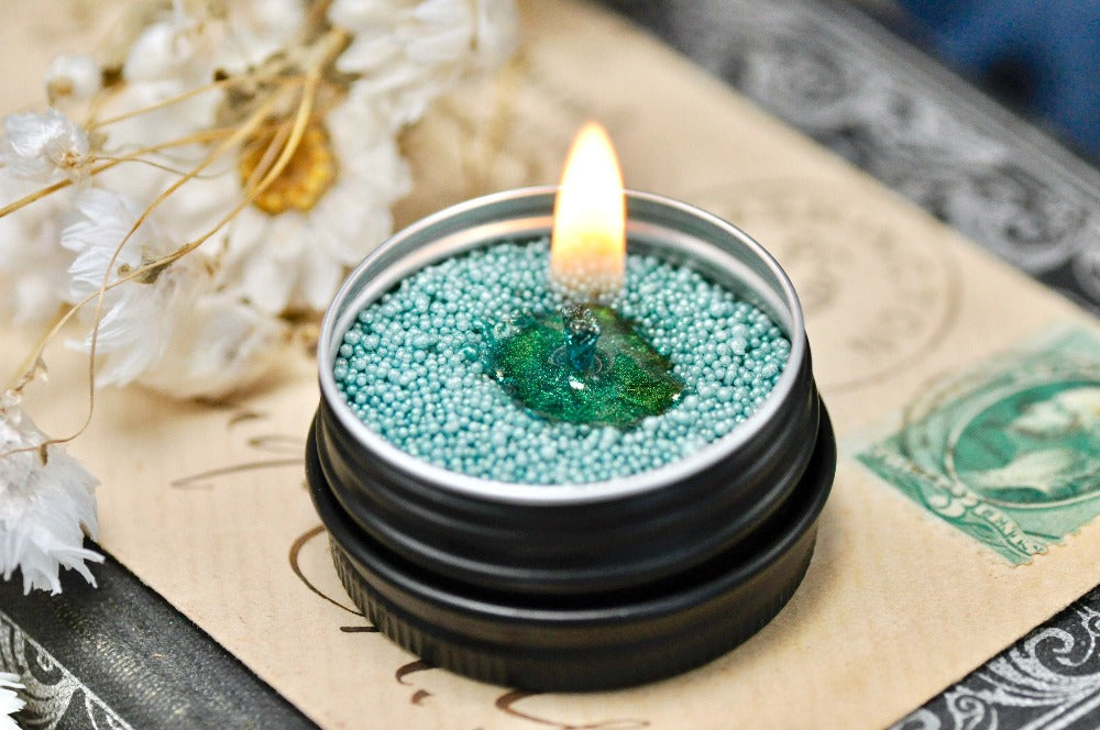 Shimmery Loose Beads Candle | Mini Green - Backtozero B20 - candle, granulated candle, Green, loose beads, newarrivals, pearled candle, shimmery