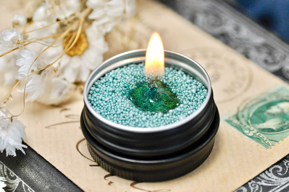 Shimmery Loose Beads Candle | Mini Green