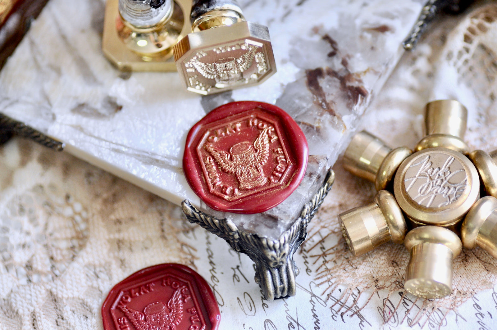 Hourglass with Wings Latin Motto Wax Seal Stamp | Prioritise | O