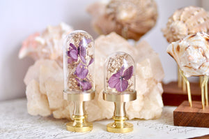 OOAK Dried Hydrangea Glass Dome Wax Seal Handle | Purple