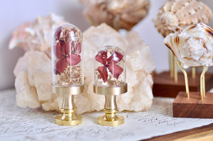 OOAK Dried Hydrangea Glass Dome Wax Seal Handle | Red