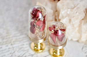 OOAK Dried Hydrangea Glass Dome Wax Seal Handle | Red