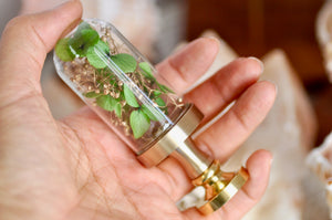 OOAK Dried Hydrangea Glass Dome Wax Seal Handle | Green