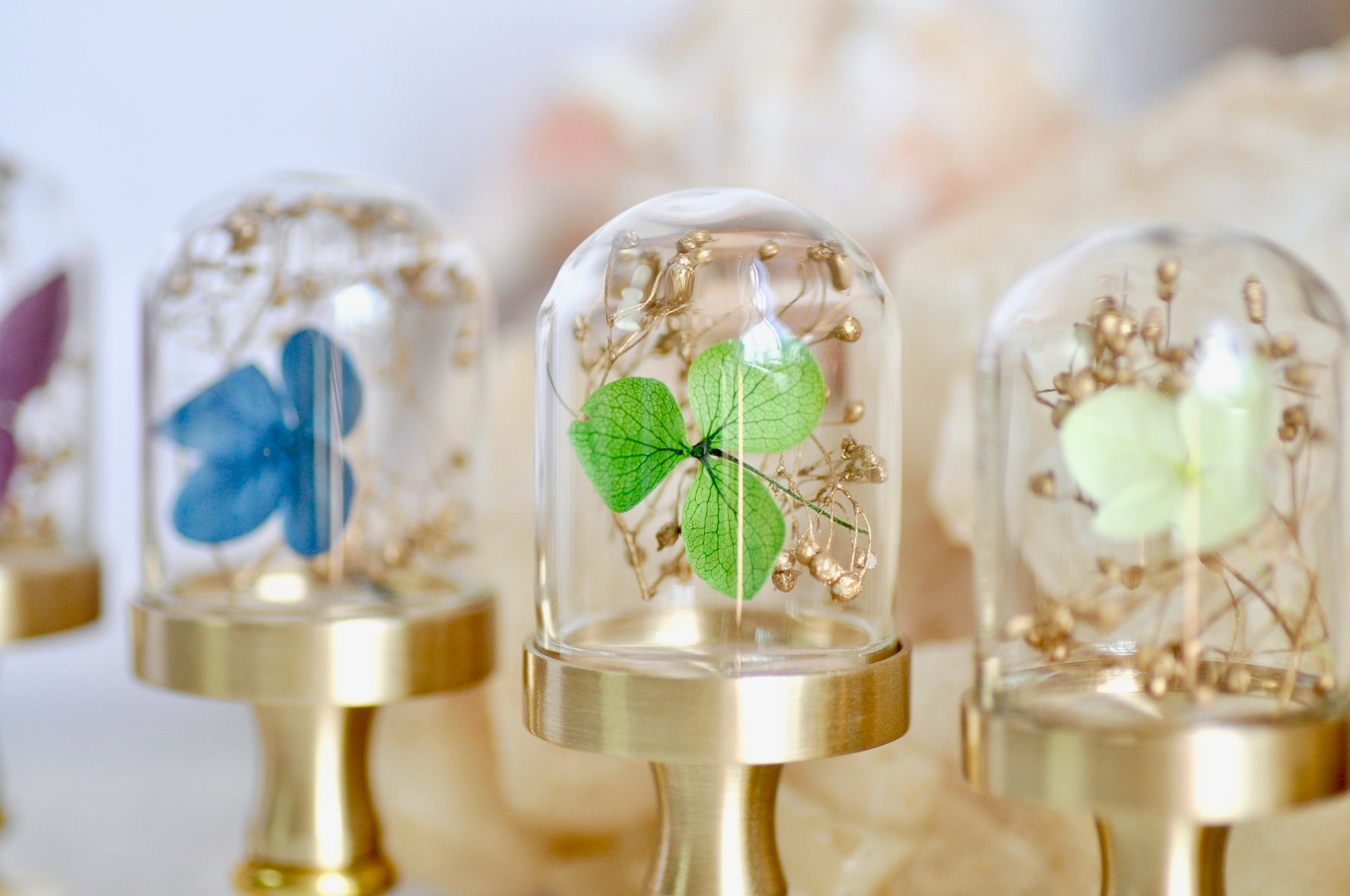 OOAK Dried Hydrangea Glass Dome Wax Seal Handle | Pale Green