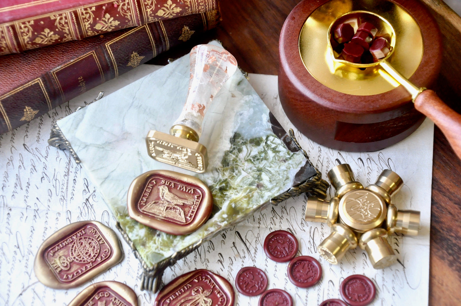 OOAK Vintage Inspired Marble Wax Sealing Base | Irish Green