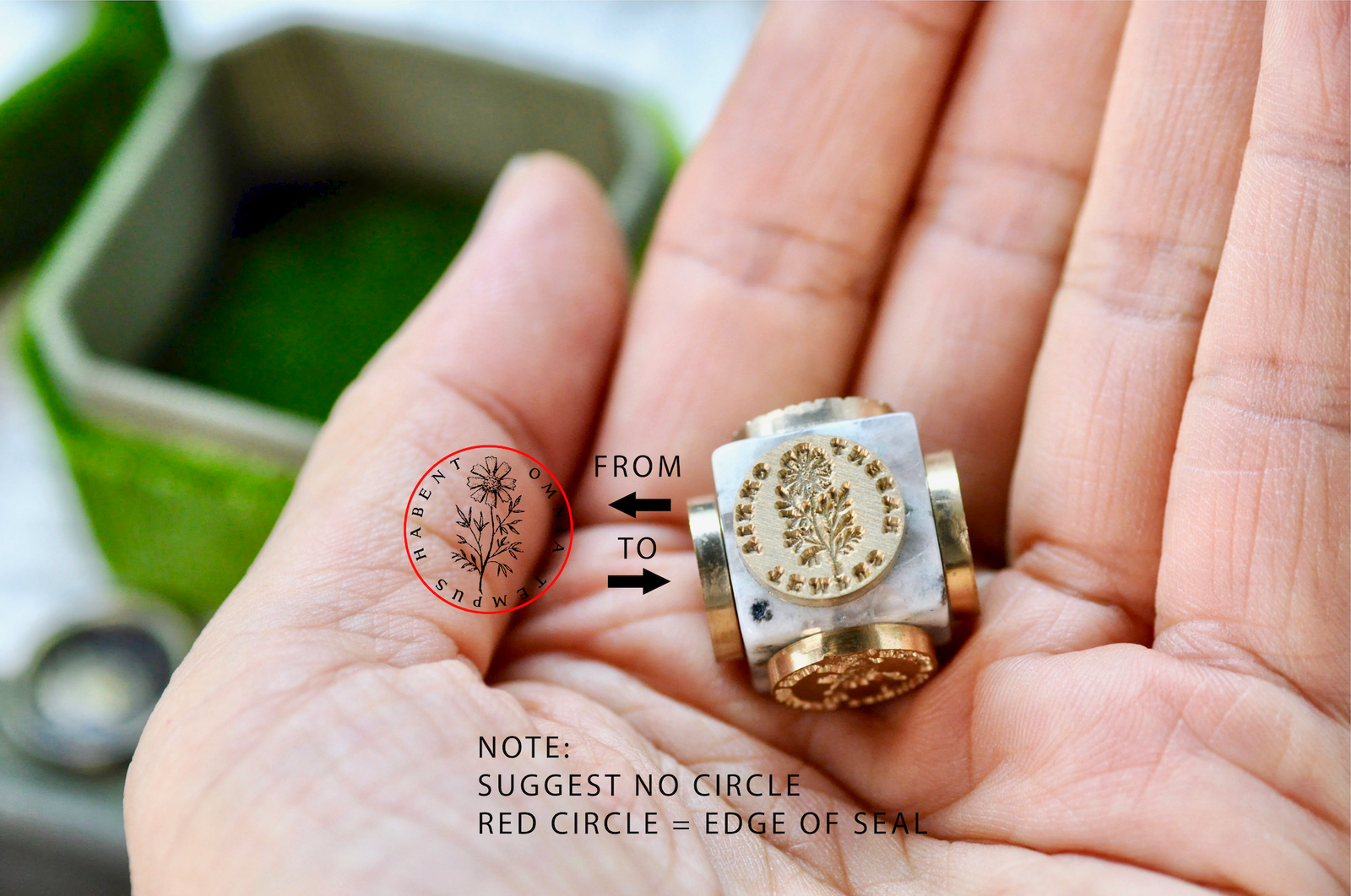 OOAK Design Your Own Cube Wax Seal | Kiwi Stone - Backtozero B20 - antique, antique inspired, bespoke, cube, Custom, customcube, Design Your Own, natural stone, newarrivals, Retro, stone