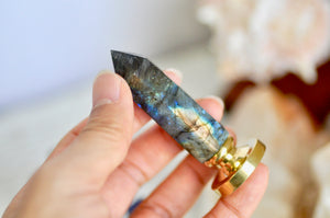 OOAK Labradorite Point Tower Wax Seal Handle