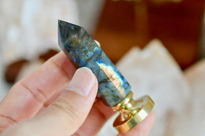 OOAK Labradorite Point Tower Wax Seal Handle