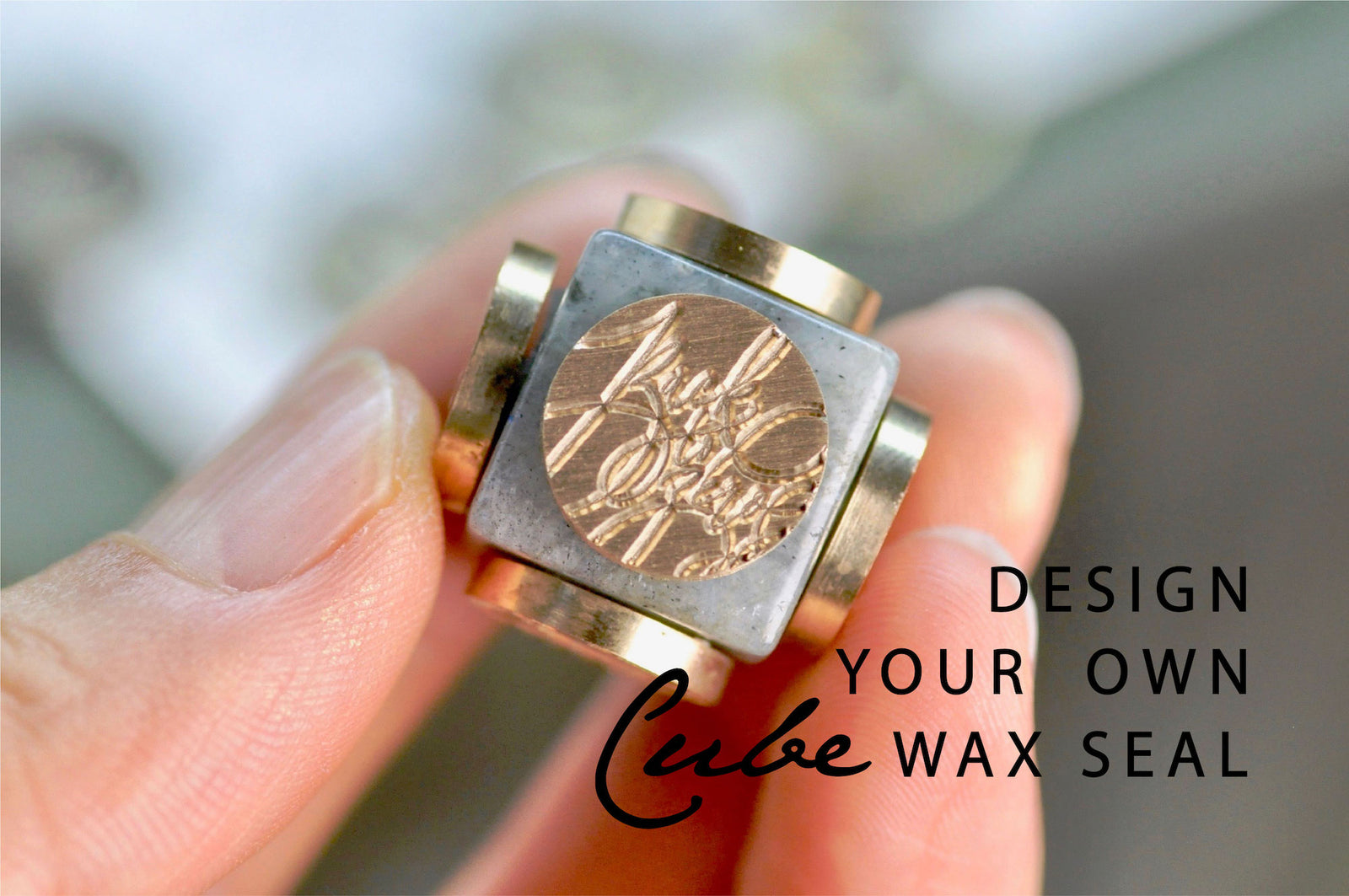 OOAK Design Your Own Cube Wax Seal | Labradorite - Backtozero B20 - antique, antique inspired, bespoke, cube, Custom, customcube, Design Your Own, natural stone, newarrivals, Retro, stone