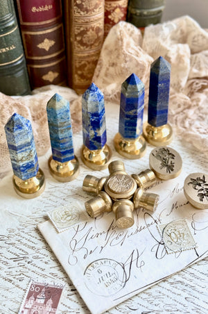 OOAK Lapis Lazuli Point Tower Wax Seal Handle