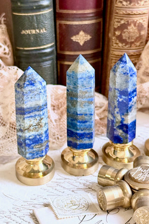 OOAK Lapis Lazuli Point Tower Wax Seal Handle