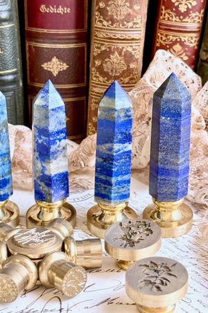 OOAK Lapis Lazuli Point Tower Wax Seal Handle