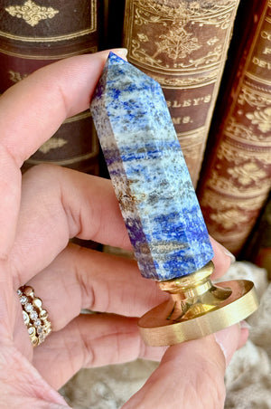 OOAK Lapis Lazuli Point Tower Wax Seal Handle