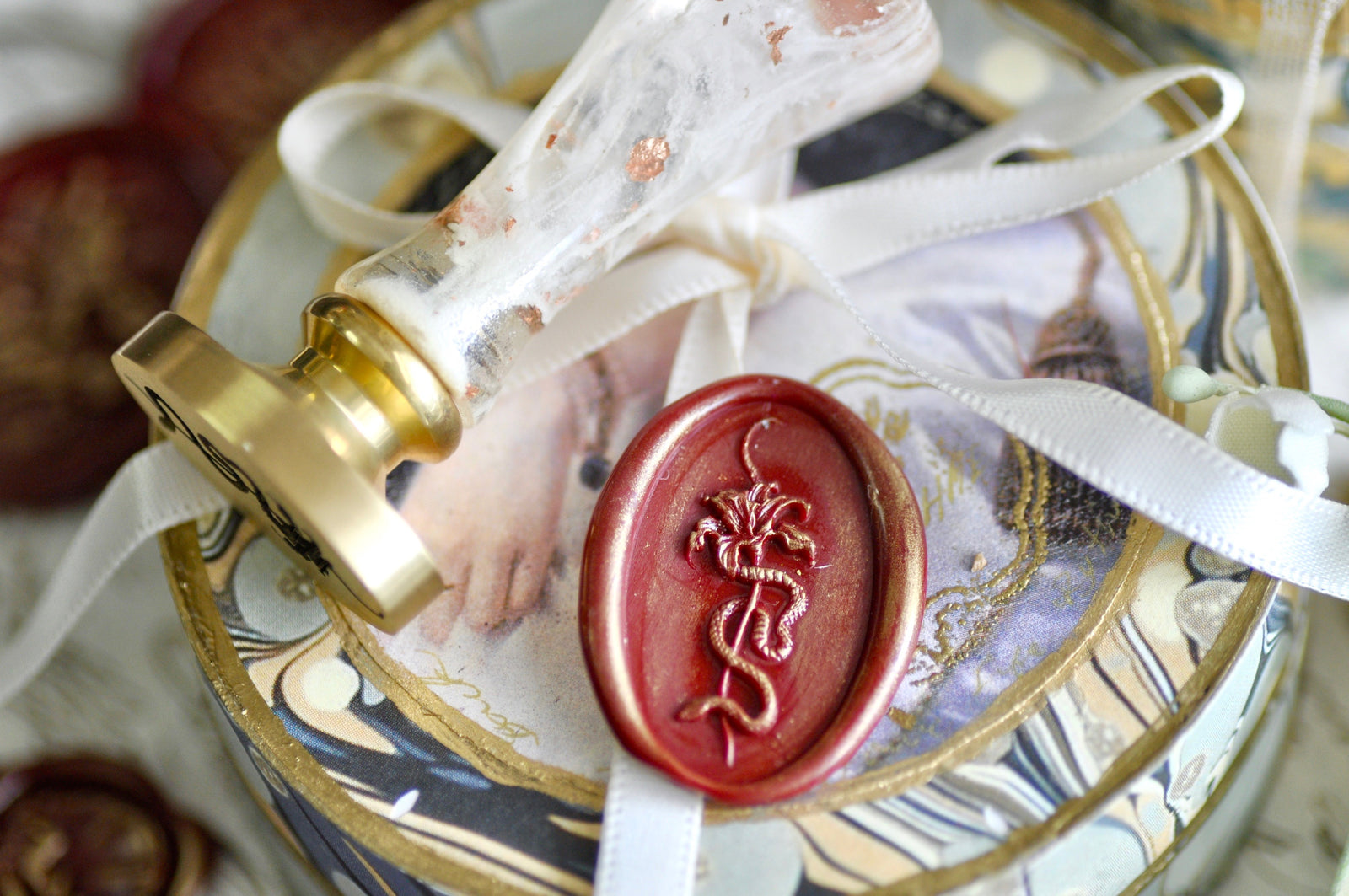 Lily and Snake 3D Emboss Wax Seal Stamp