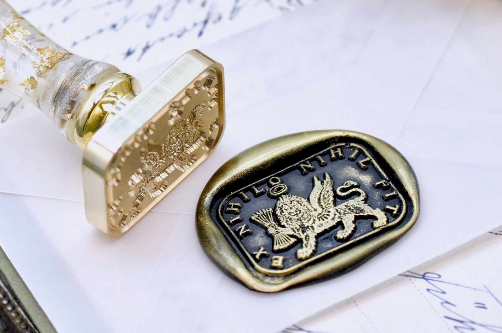 Winged Lion Latin Motto Wax Seal Stamp
