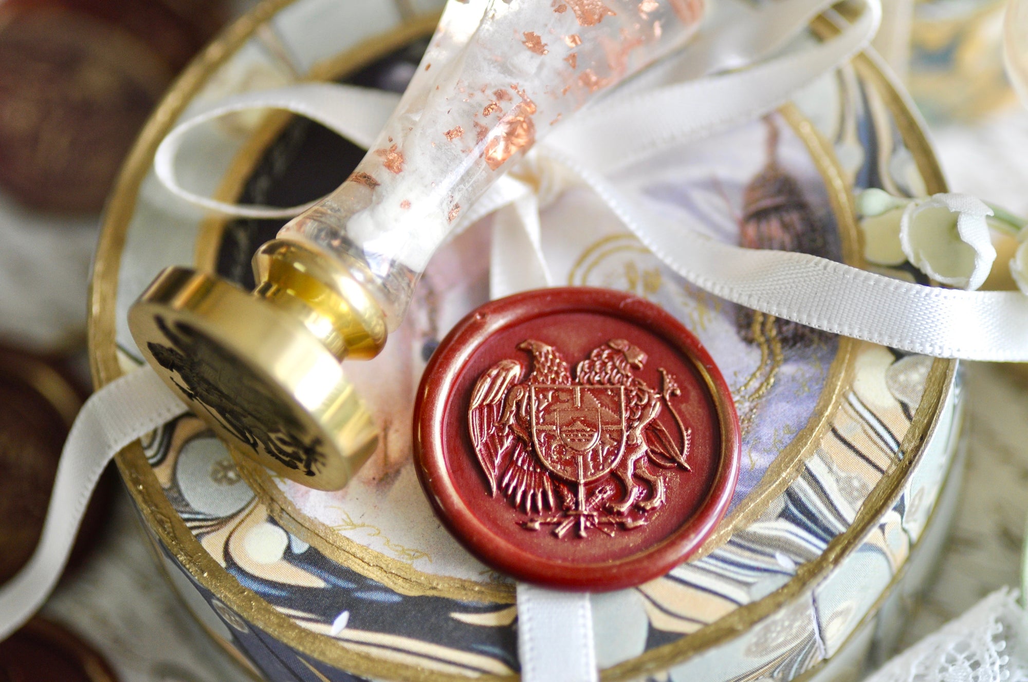 Lion and Eagle Crest 3D Emboss Wax Seal Stamp