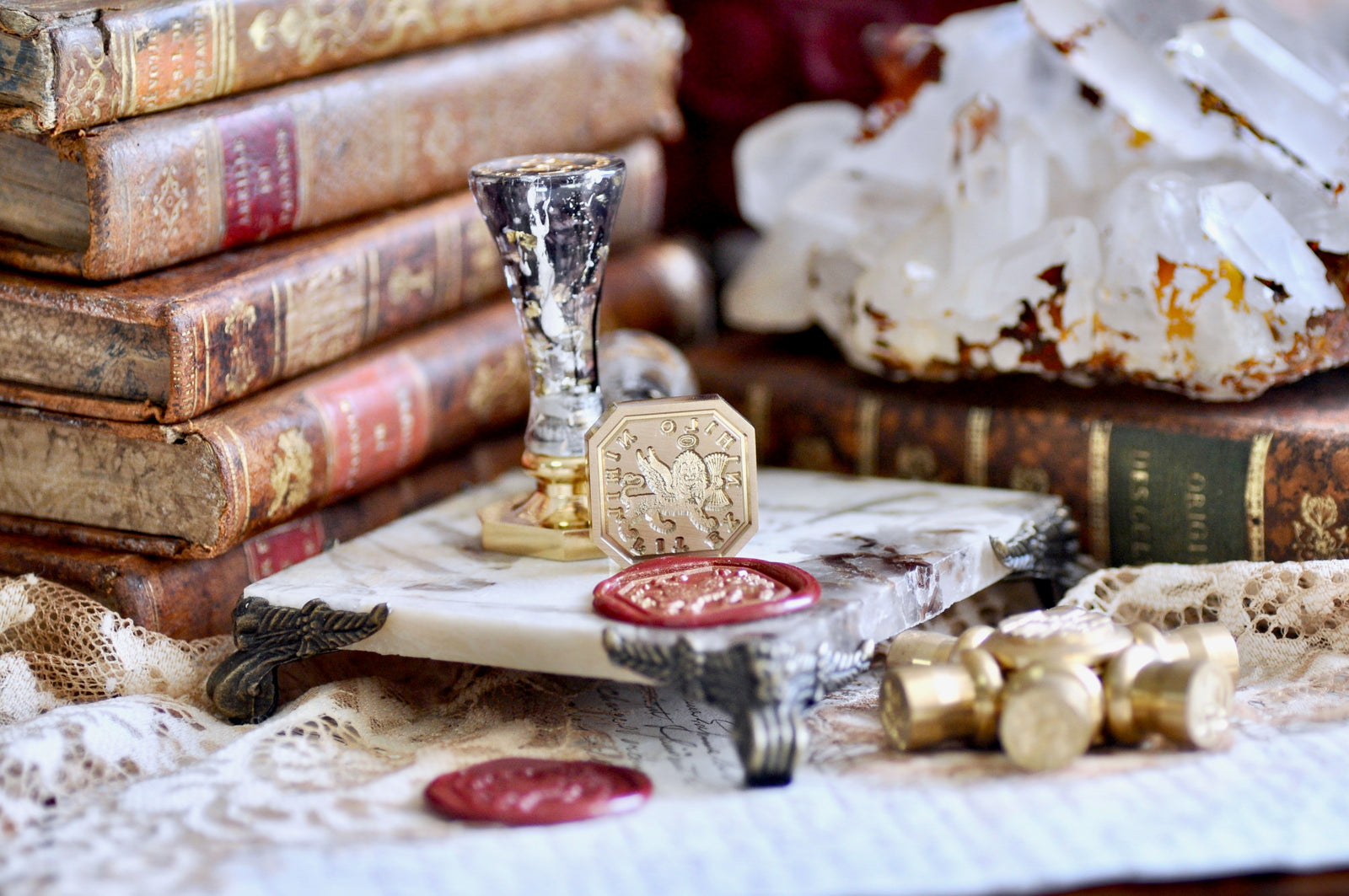 Winged Lion Latin Motto Wax Seal Stamp | Dedication | O