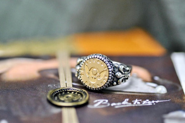 Lock with Wings Latin Motto 925 Silver Men Signet Ring Intaglio Wax ...