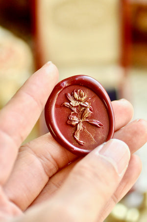 Floral Whispers: In Lieu of Speech Wax Seal Stamp | Magnolia | I Flourish Under Pressure (Pre-Order / Ship in March)