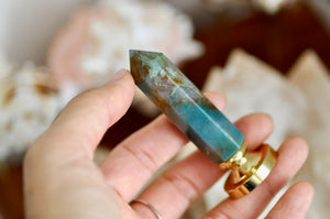 OOAK Moss Agate Point Tower Wax Seal Handle