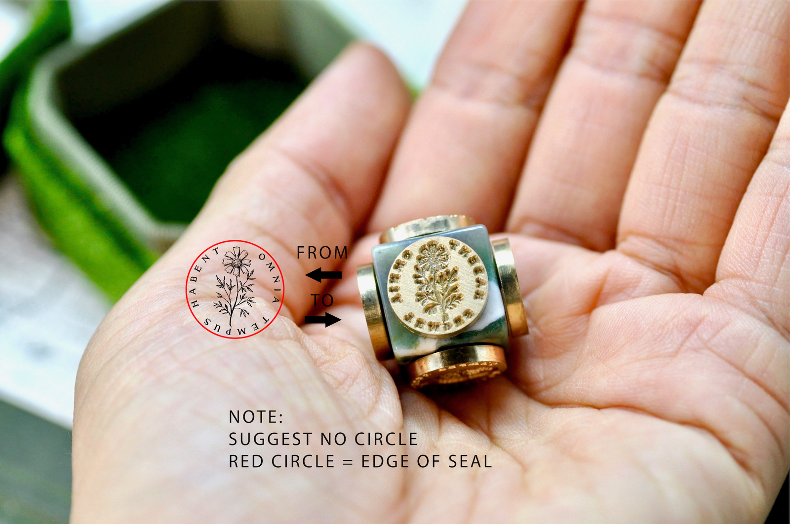 OOAK Design Your Own Cube Wax Seal | Moss Agate - Backtozero B20 - antique, antique inspired, bespoke, cube, Custom, customcube, Design Your Own, natural stone, newarrivals, stone