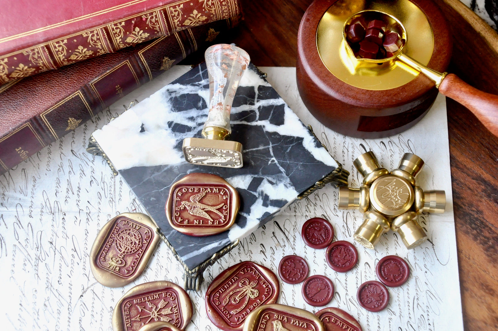 OOAK Vintage Inspired Marble Wax Sealing Base | Napoleon Black