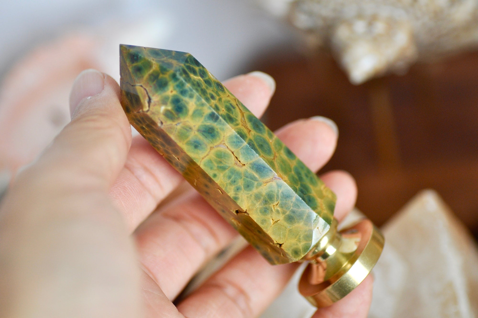 OOAK Ocean Jasper Point Tower Wax Seal Handle | I