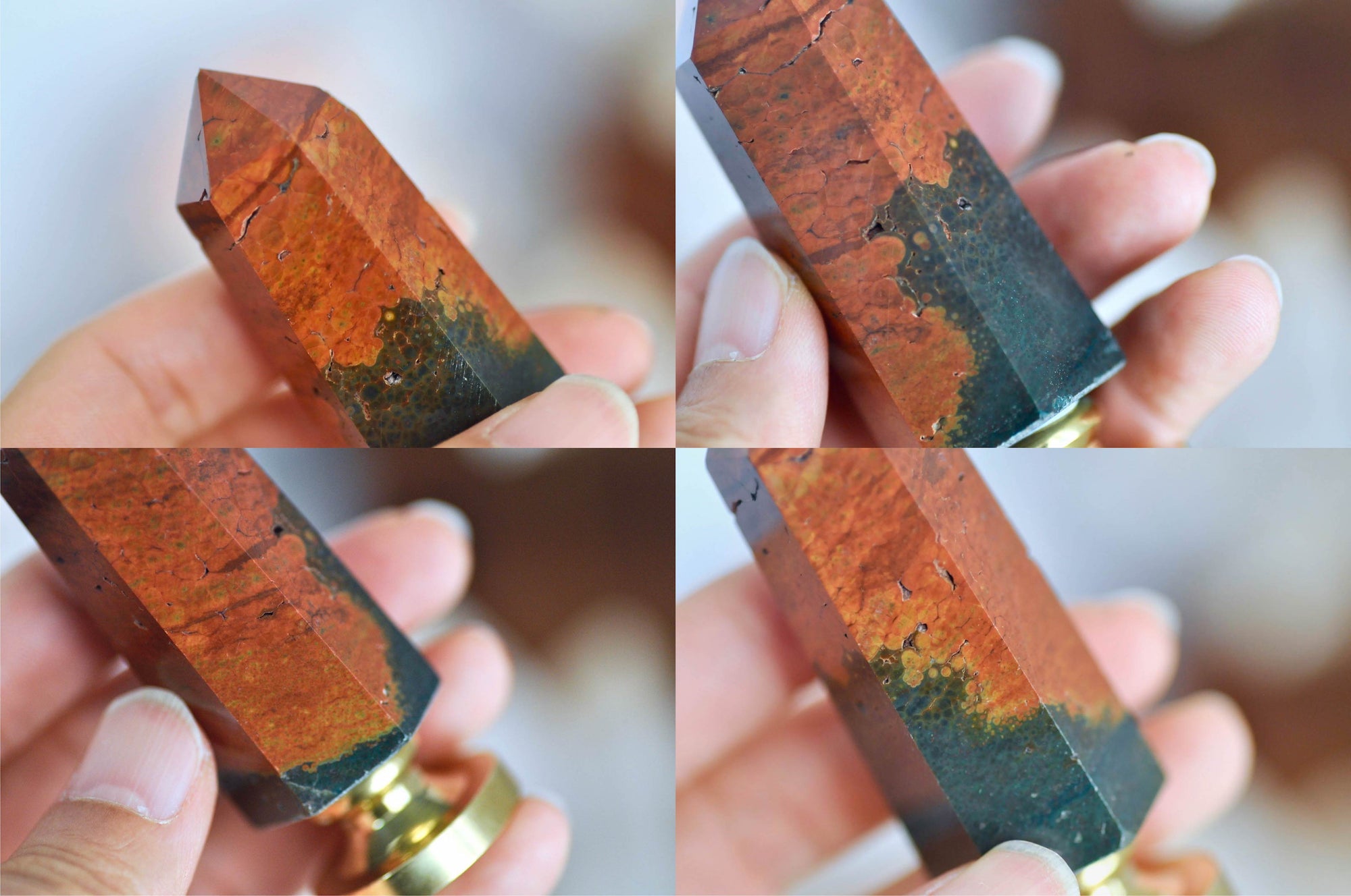 OOAK Ocean Jasper Point Tower Wax Seal Handle | III