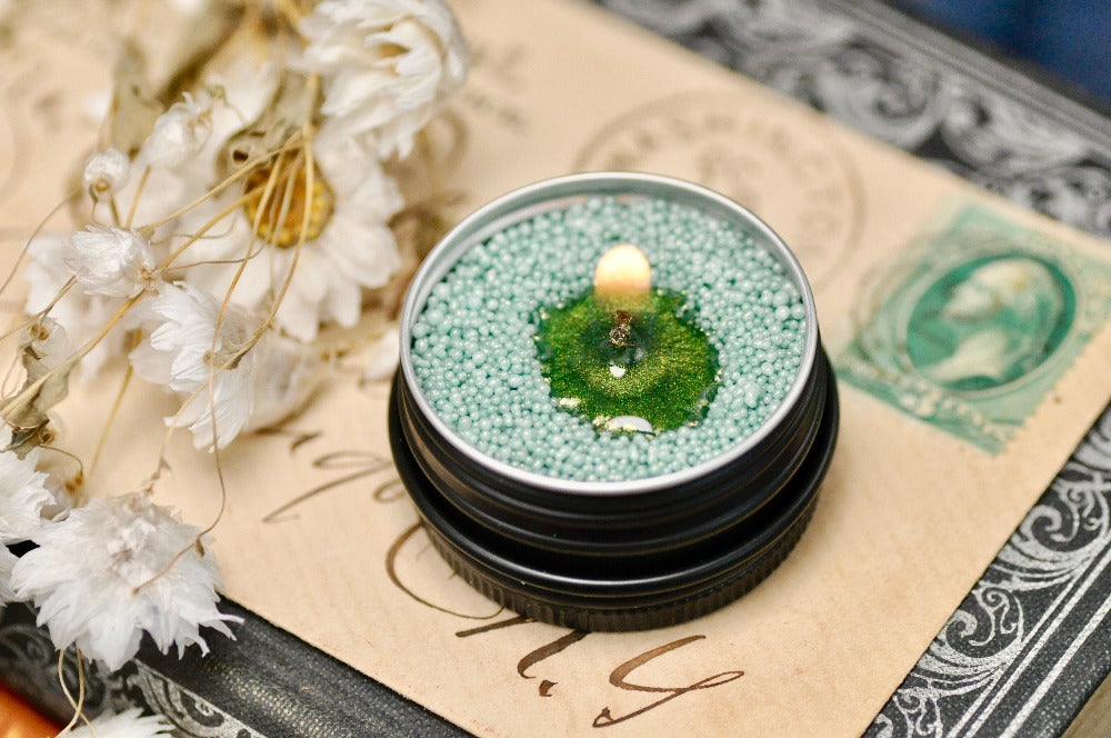 Shimmery Loose Beads Candle | Mini Olive - Backtozero B20 - candle, granulated candle, Green, loose beads, newarrivals, olive, olive green, pearled candle, shimmery