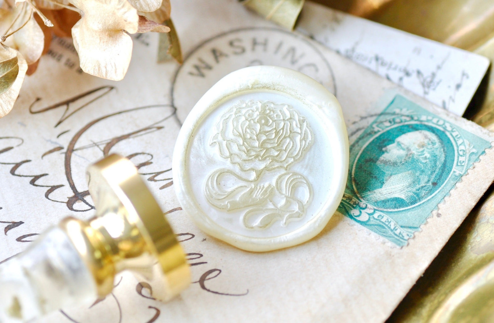Rosa Obscura Wax Seal Stamp Designed by Orla Bird - Backtozero B20 - Bird, collaboration, Flower, gold dust, gold metallic powder, gold powder, hand, hand gesture, handgesture, handleupgrade, hands, ivory, newarrivals, orla, orla bird, rose, Signature, signaturehandle