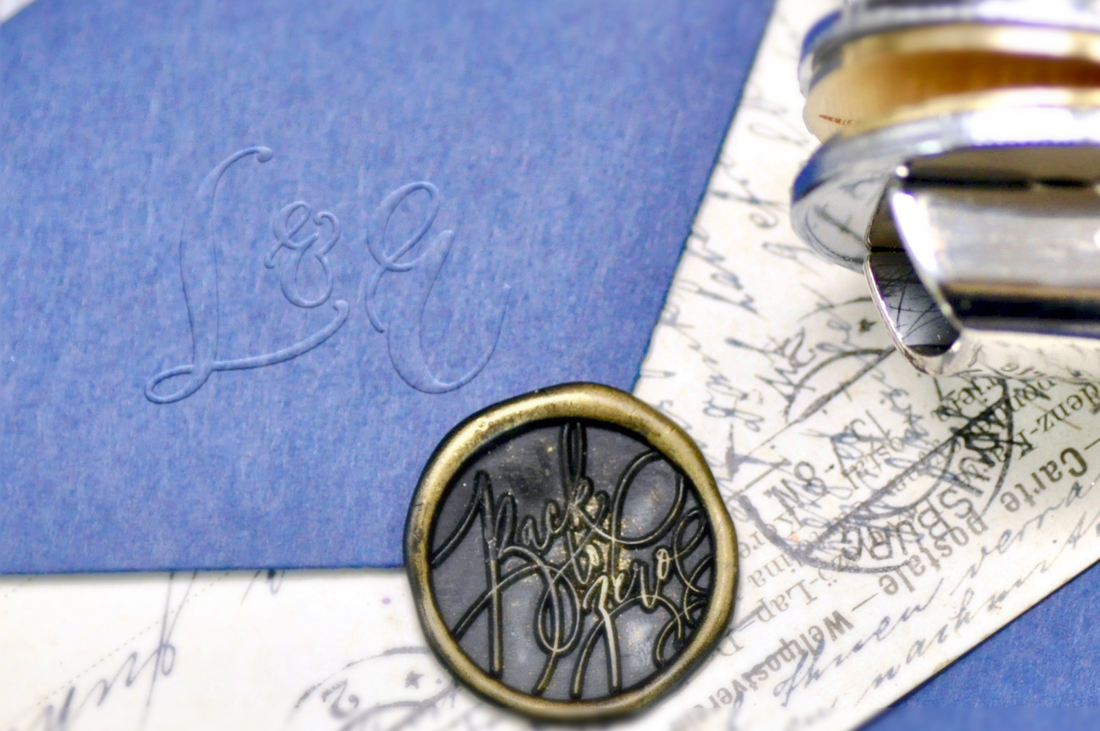 Copperplate Double Initials Embosser - Backtozero B20 - 2 initials, ampersand, Calligraphy, Double Initials, double initials embosser, Embosser, embosser2initials, Monogram, Wedding, wedding embosser