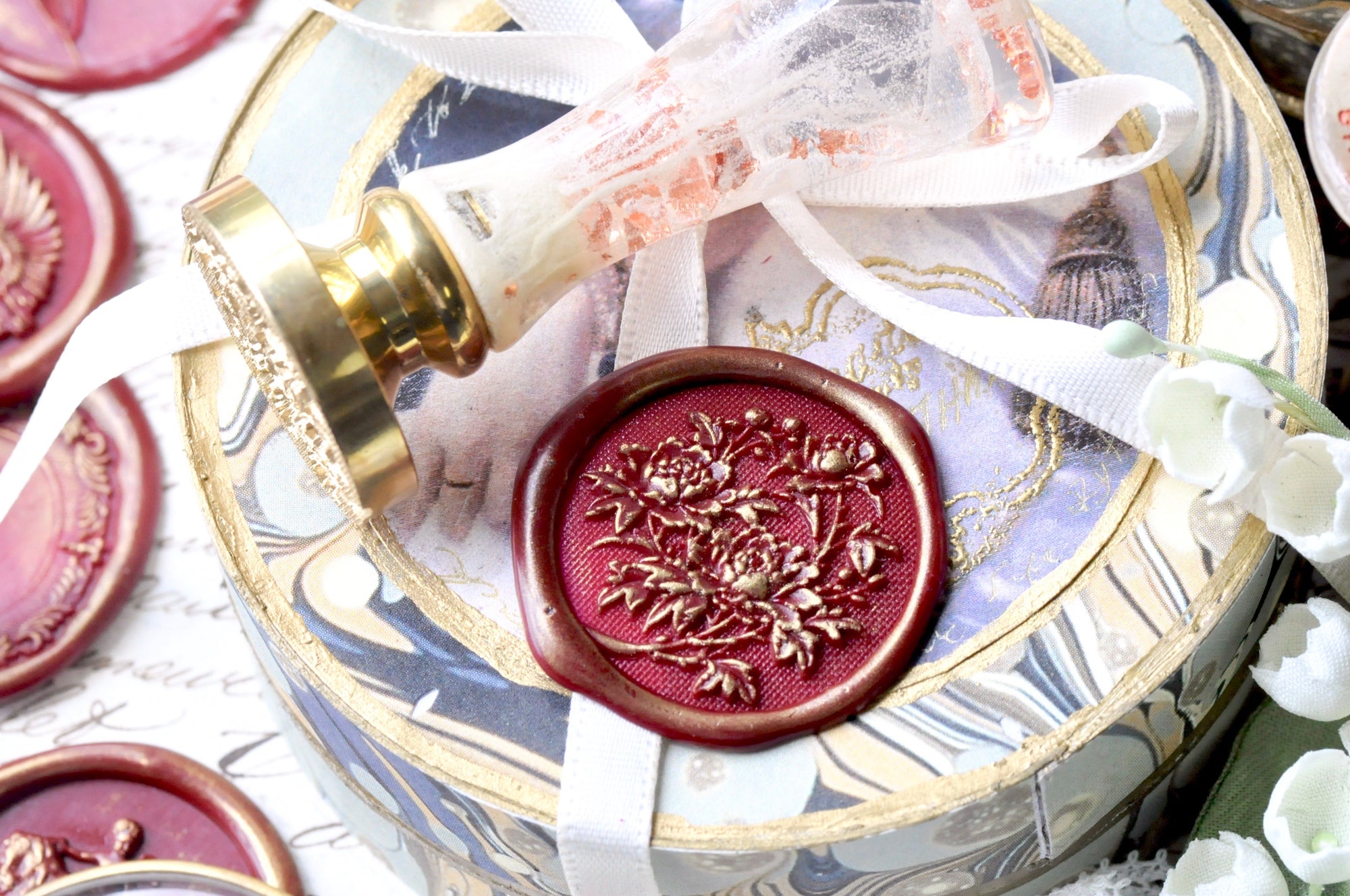 Peony 3D Emboss Wax Seal Stamp